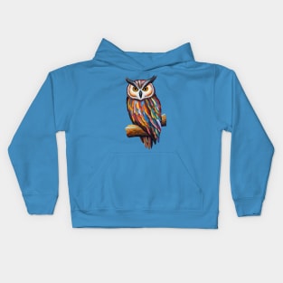 Colorful owl oilpainting Kids Hoodie